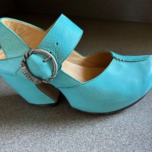 Fluevog Prepare Guide Slingback Turquoise Size 8